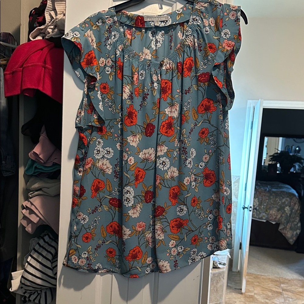 Daniel Rainn Blue Floral Blouse